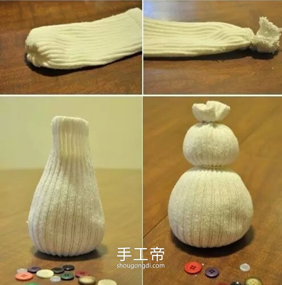 用襪子制作雪人布偶 - 自制襪子娃娃雪人做法