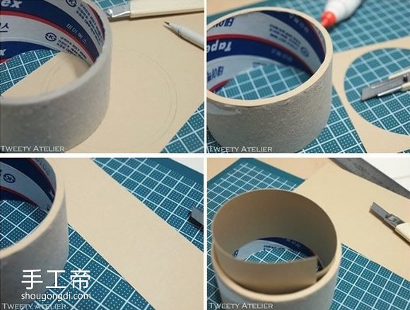 胶带纸筒改造收纳盒DIY，带针插功能实用又环保