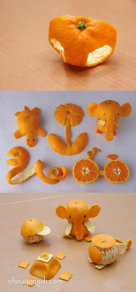 橘子皮手工DIY创意作品：简单有趣的制作图集