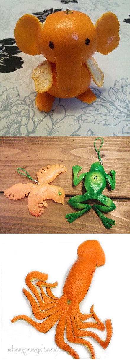 橘子皮手工DIY创意作品：简单有趣的制作图集
