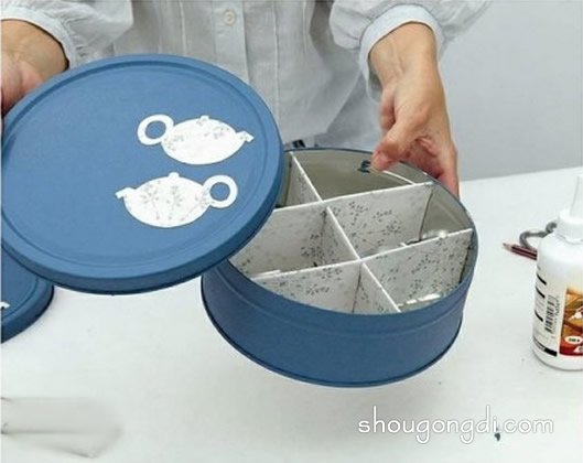 圓形餅干盒變收納盒｜DIY廢物利用改造教學