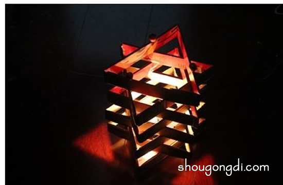 硬纸板废物利用DIY：六角台灯制作教程
