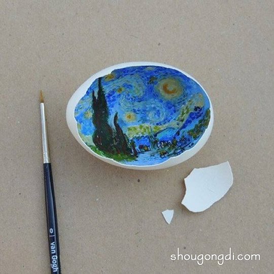 手工鸡蛋壳画作品欣赏：绘于蛋壳内壁的艺术精品