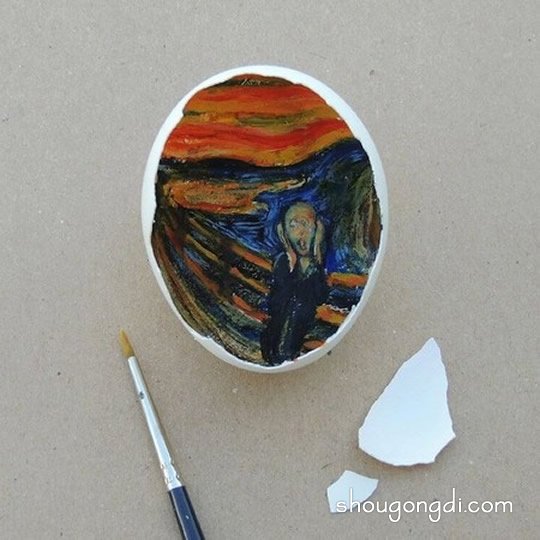 手工鸡蛋壳画作品欣赏：绘于蛋壳内壁的艺术精品