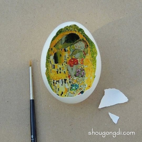 手工鸡蛋壳画作品欣赏：绘于蛋壳内壁的艺术精品