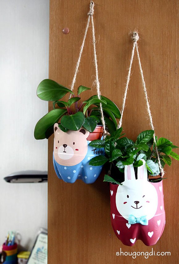 可愛小動物花盆DIY：塑料瓶變身萌物手工教程