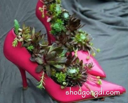 廢舊鞋子改造花盆：創意手工DIY圖集