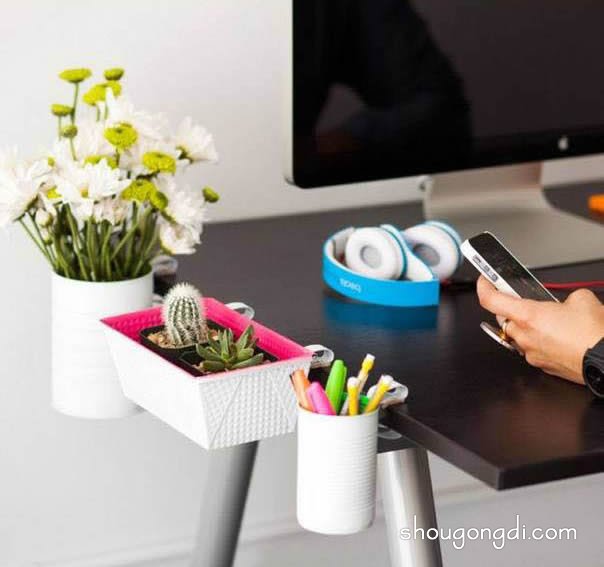 铁罐铁盒废物利用DIY：制作桌面花瓶、笔筒与收纳架