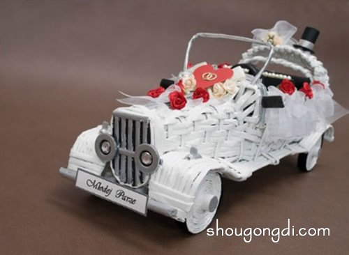 舊報紙編織婚車模型DIY：廢物利用打造高檔婚車模型