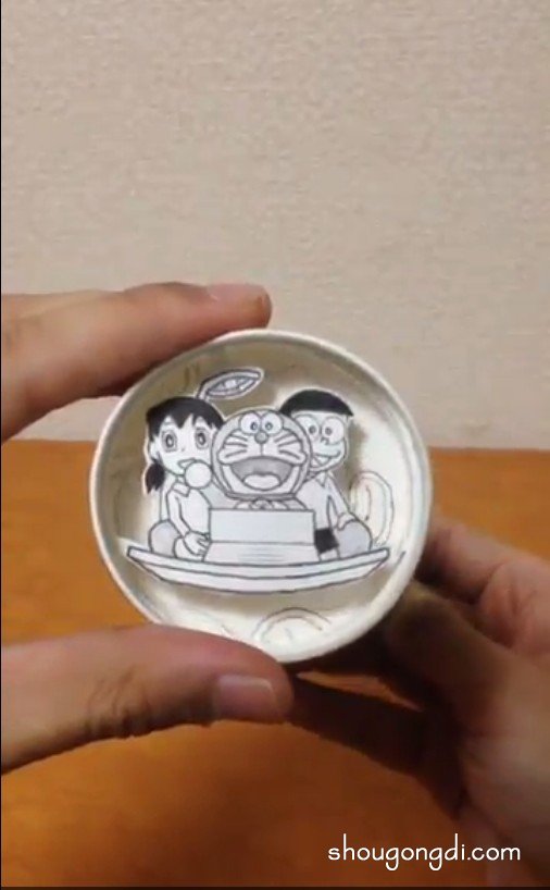 一次性纸杯手工制作哆啦A梦玩具 会动哦