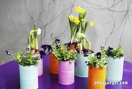 廢棄鐵罐DIY 打造田園風花盆