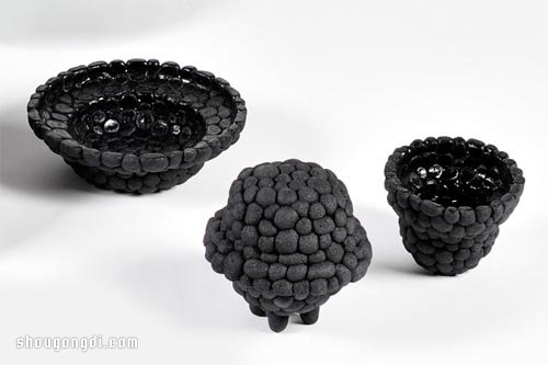汽車廢胎變幻環保手工碗盤杯具藝術品
