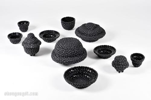 汽車廢胎變幻環保手工碗盤杯具藝術品