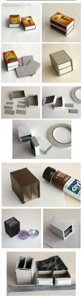 廢棄火柴盒變身DIY迷你收納櫃/床頭櫃，復古手工藝品製作教學