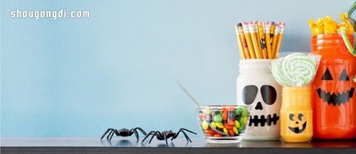 萬聖節DIY鬼怪表情收納罐｜筆筒與花瓶改造手作