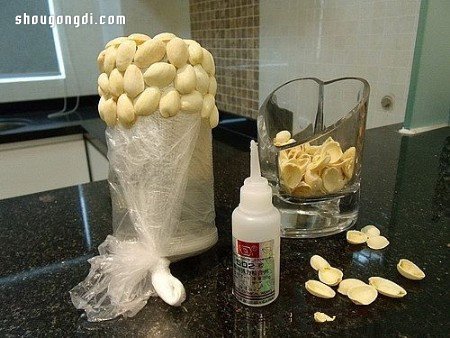开心果殼DIY手工製作:漂亮花瓶、筆筒、收納筒