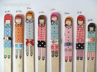 雪糕棍+膠帶+手繪 手工製作可愛小女生DIY工藝品