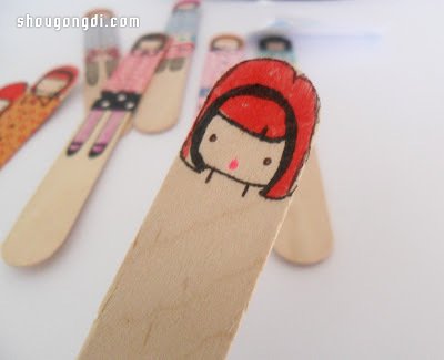 雪糕棍+膠帶+手繪 手工製作可愛小女生DIY工藝品