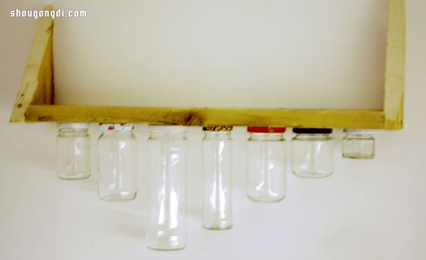 小玻璃瓶變廚房實用調料架 | 手作木板掛瓶設計