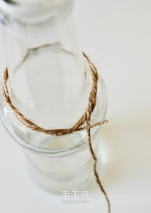 麻绳玻璃瓶垂吊花瓶DIY：简易绑法教程