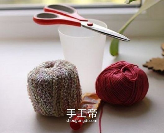 毛線改造一次性塑料杯步驟教學