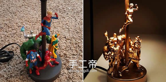 用超级英雄人偶DIY制作帅气台灯底座