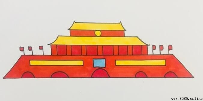 天安門塗色步驟:如何畫出這座歷史古建筑的顏色