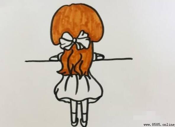 小女孩背影简笔画教程