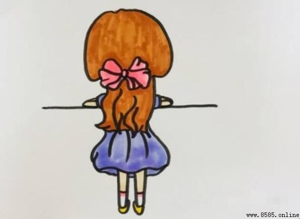 小女孩背影简笔画教程