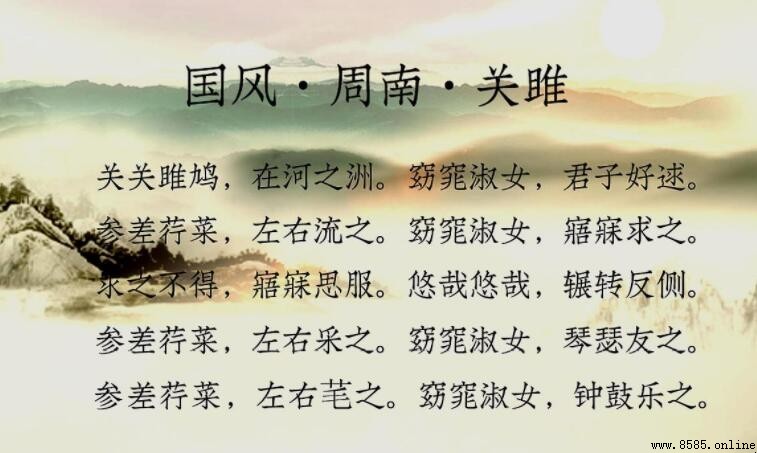 關關雎鳩的下一句與全詩原文、譯文