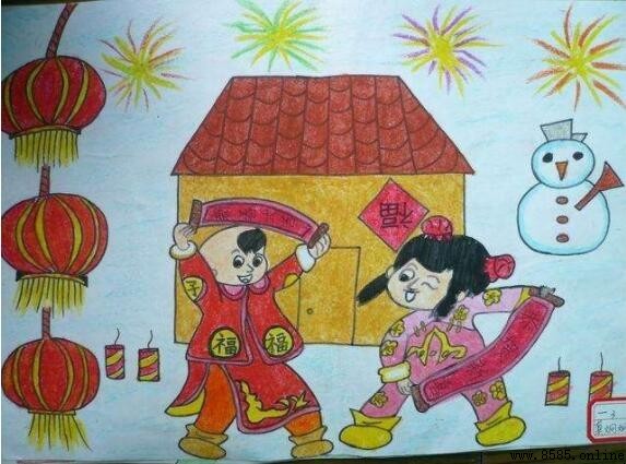 如何绘制元旦主题画作