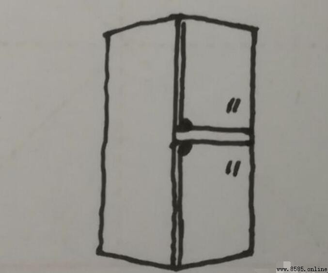 冰箱简笔画怎么画:几何形体分解教学