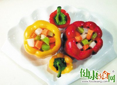 春季美食|三丁紅黃燈籠椒盅
