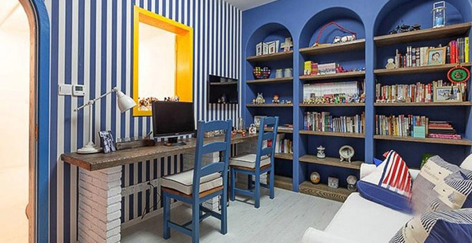 地中海风格装修效果圖：藍白清新的童話空間
