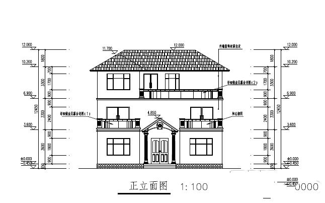 140平现代新农村三层别墅设计图及外观效果