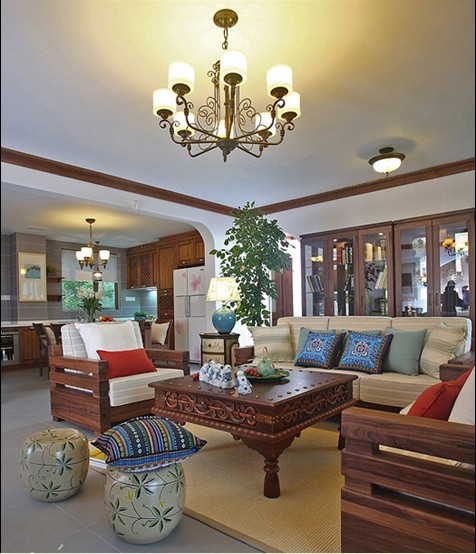 休閒混搭中式客廳裝修效果圖