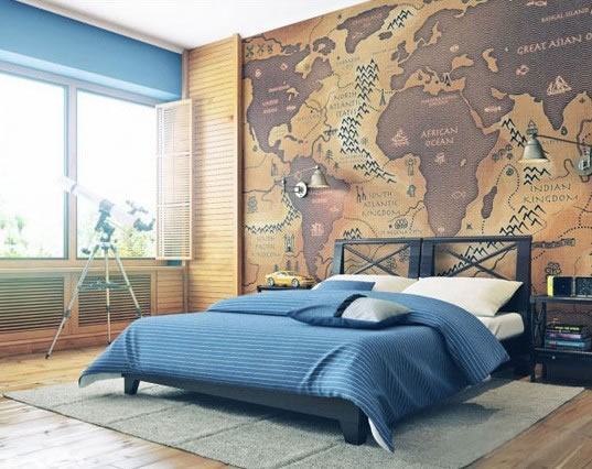 森林系卧室背景牆效果圖